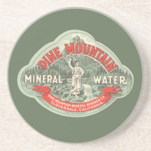 Dessous De Verre En Grès Étiquette de produit vintage, Eau minérale de Pine