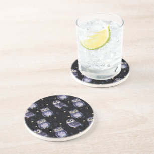 Dessous De Verre En Grès Étoiles Magiques des Hiboux Violets