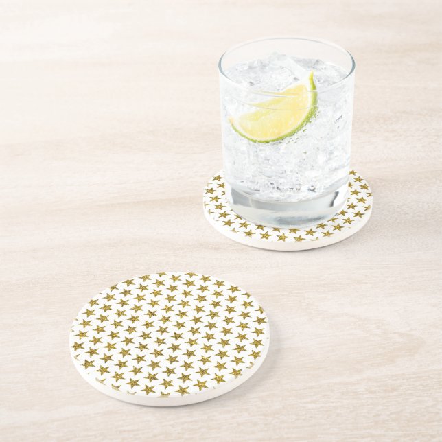Dessous De Verre En Grès Étoiles pailletées or (Côté)