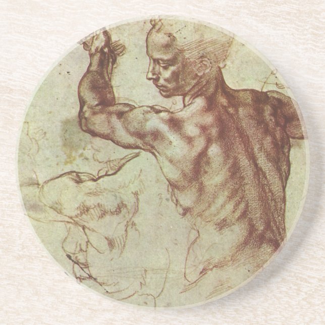 Dessous De Verre En Grès Étude de Libyan Sibyl par Michelangelo (Devant)