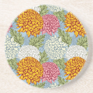 Dessous De Verre En Grès Excellent motif avec des chrysanthèmes