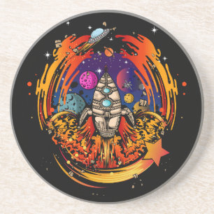 Dessous De Verre En Grès Exploser le vaisseau spatial