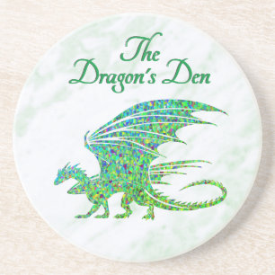 Dessous De Verre En Grès Extraordinaire Mosaic Green Dragon Personnel