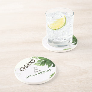 Dessous De Verre En Grès Faire-Part de Mariage Tropical Romantique