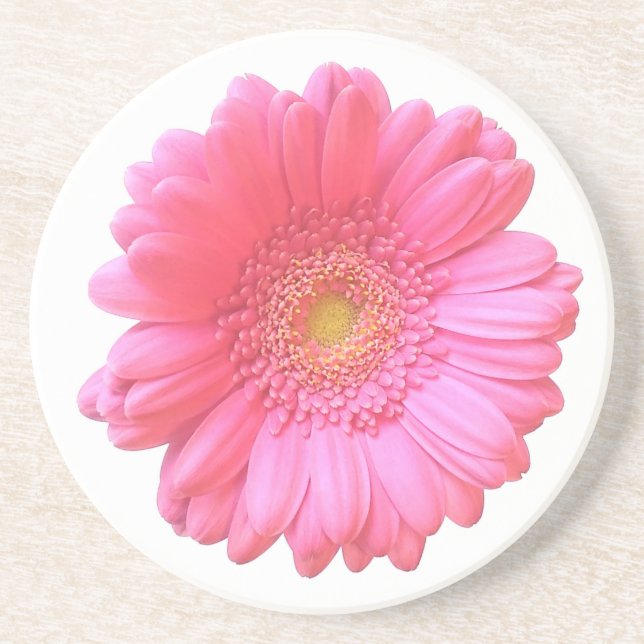 Dessous De Verre En Grès Faisée de gerbera rose (Devant)
