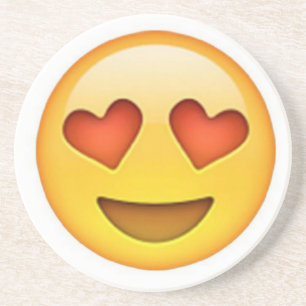 Dessous De Verre En Grès Faites face avec l'autocollant en forme de coeur