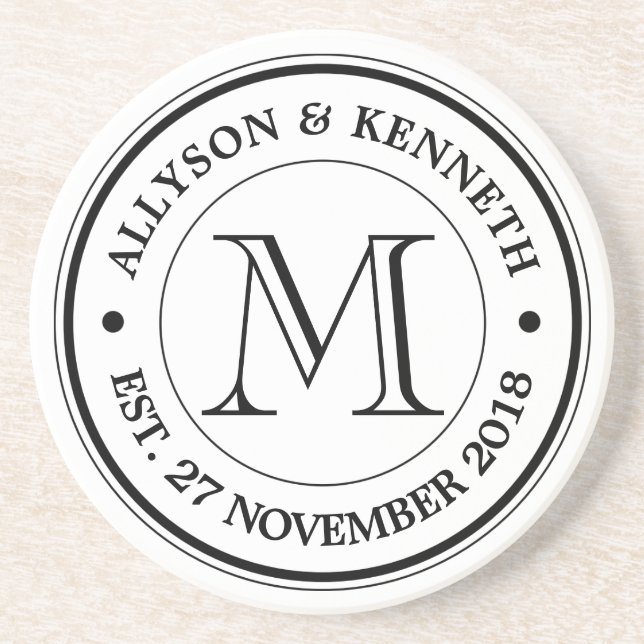 Dessous De Verre En Grès Faites votre propre rétro monogramme de (Devant)