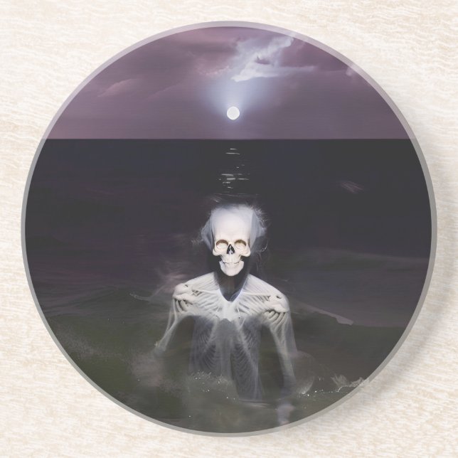 Dessous De Verre En Grès Fantôme en mer - Peinture à l'huile (Devant)