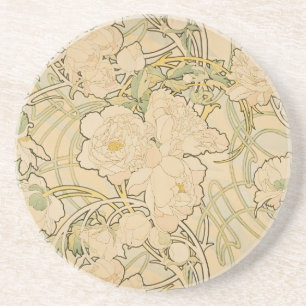 Dessous De Verre En Grès Faon 1897 de roses de pivoine de pivoines