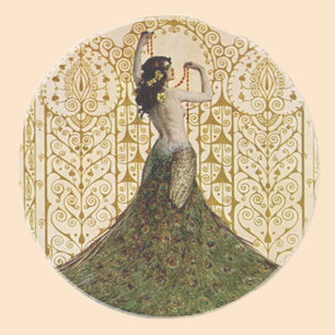 Dessous De Verre En Grès Femme en jupe de paon