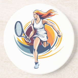 Dessous De Verre En Grès femme jouant au tennis