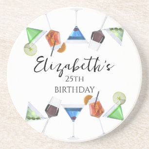 Dessous De Verre En Grès Fête de cocktails Watercolor