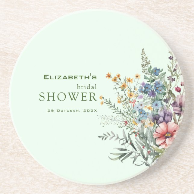 Dessous De Verre En Grès Fête des mariées fleurie Fleur sauvage colorée (Devant)