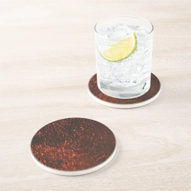 Dessous De Verre En Grès Feu rouge étincelant (Côté)