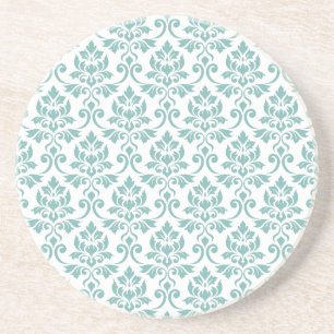Dessous De Verre En Grès Feuille Damask Motif Turquoise
