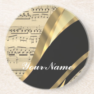 Dessous De Verre En Grès Feuille de musique élégante