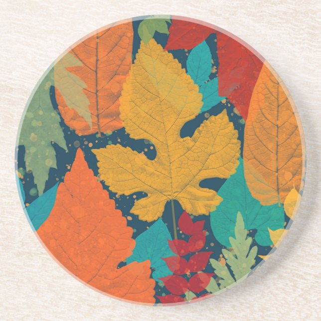 Dessous De Verre En Grès Feuilles d'automne (Devant)
