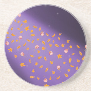 Dessous De Verre En Grès Feuilles d'automne et grès Rose