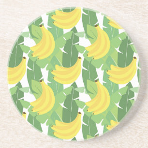 Dessous De Verre En Grès Feuilles De Banane Et Motif De Fruits