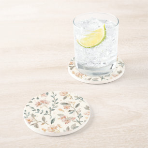 Dessous De Verre En Grès Feuilles de peinture à l'aquarelle botanique flora