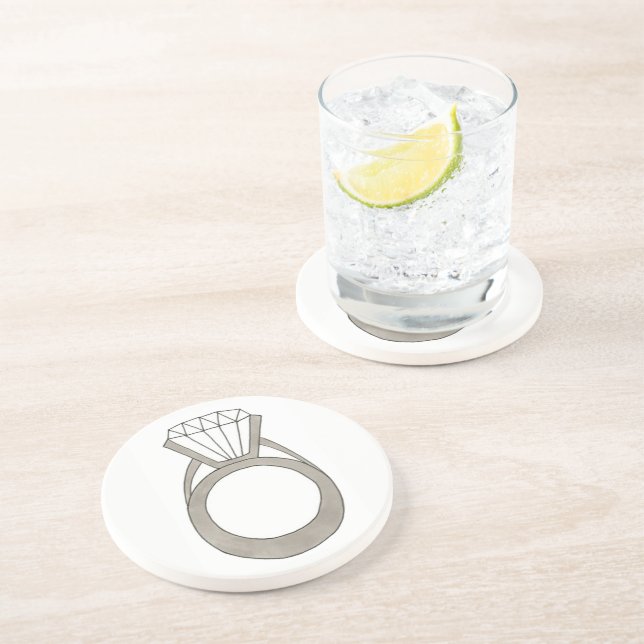 Dessous De Verre En Grès Fiançailles Diamond Bling Fashionista Bride (Côté)