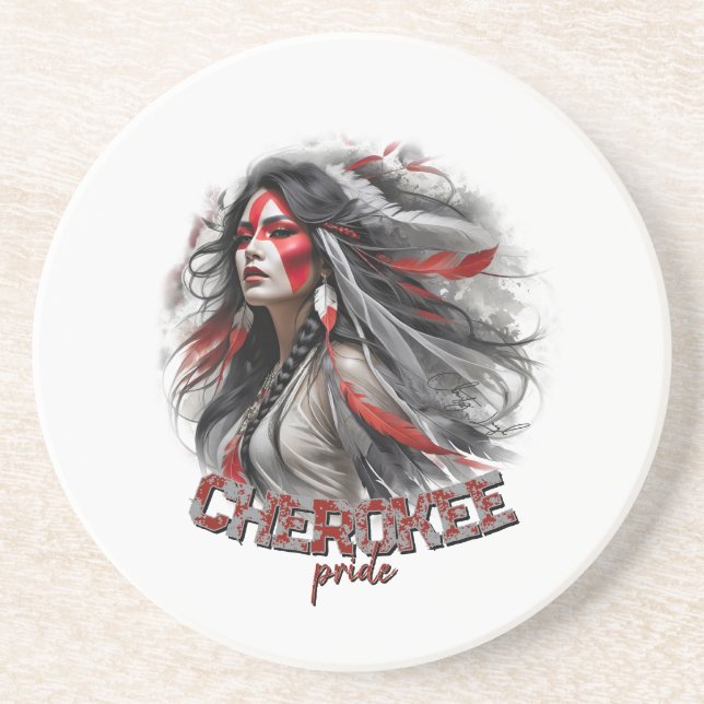Dessous De Verre En Grès Fierté de Cherokee (Devant)