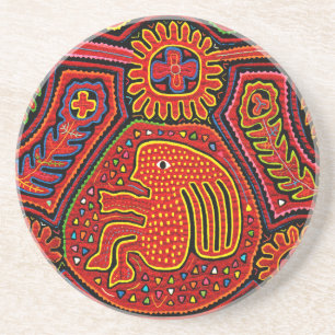 Dessous De Verre En Grès Fille indienne Kuna sur un vélo