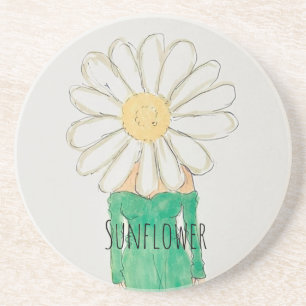 Dessous De Verre En Grès Fille Tournesol Robe Verte
