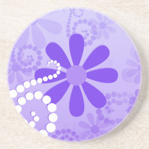 Dessous De Verre En Grès Fille violet fleurs rétro