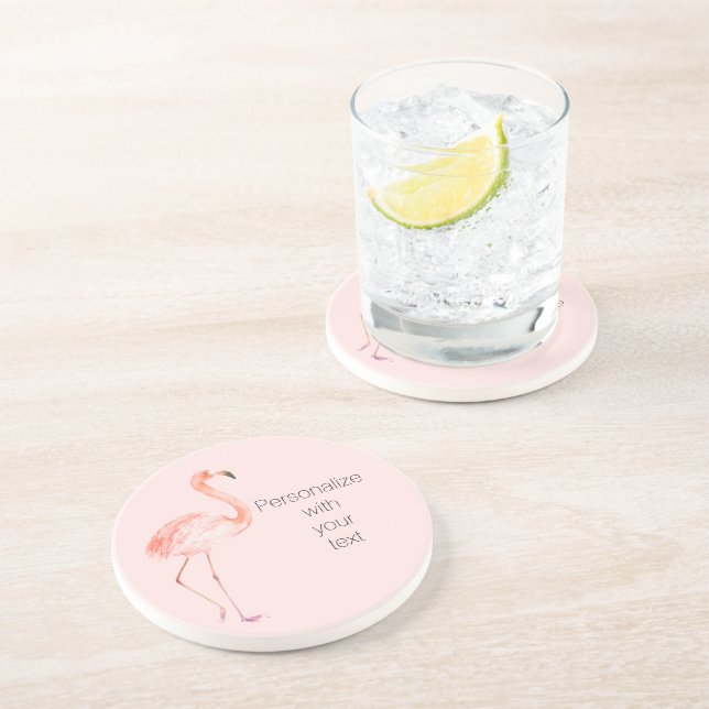 Dessous De Verre En Grès Flamant rose rose pâle Personnalisé (Côté)