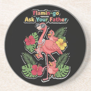 Dessous De Verre En Grès Flamingo Maman Drôle Demandez à Votre Père Rétro T