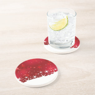 Dessous De Verre En Grès Flammes de neige rouges d'hiver de Noël