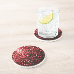 Dessous De Verre En Grès Flamour rouge foncé Parties scintillant scintille 