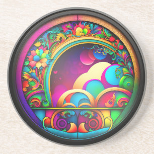 Dessous De Verre En Grès Flèches 3D multicolores vibrantes