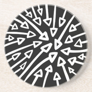 Dessous De Verre En Grès Flèches - Blanc sur Noir