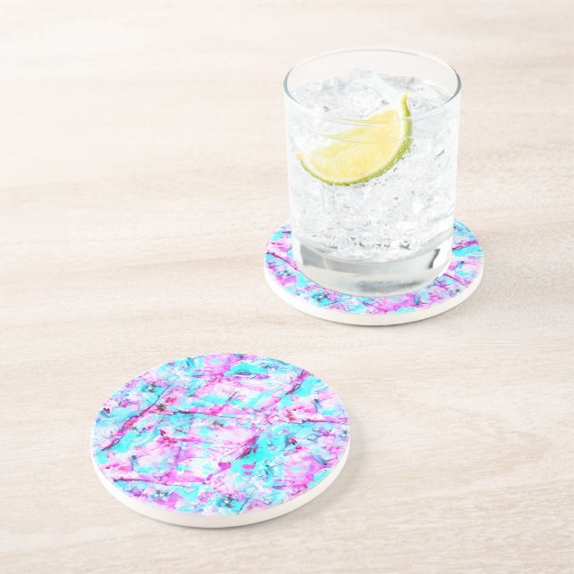 Dessous De Verre En Grès Fleur brisée Un design lumineux coloré (Côté)