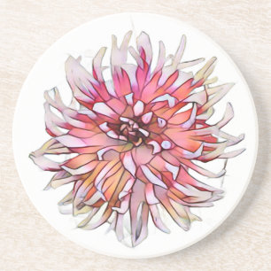 DESSOUS DE VERRE EN GRÈS FLEUR DE DAHLIA