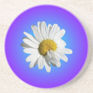 Dessous De Verre En Grès Fleur de marguerite blanche dégradé floral bleu vi
