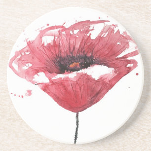 Dessous De Verre En Grès Fleur de pavot, aquarelle