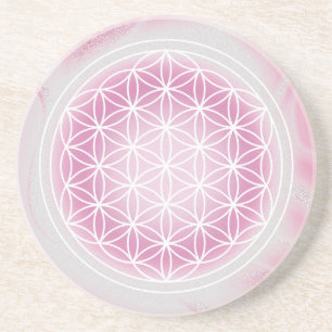 Dessous De Verre En Grès Fleur de Vie rose