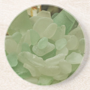 Dessous De Verre En Grès Fleur en verre de mer verte