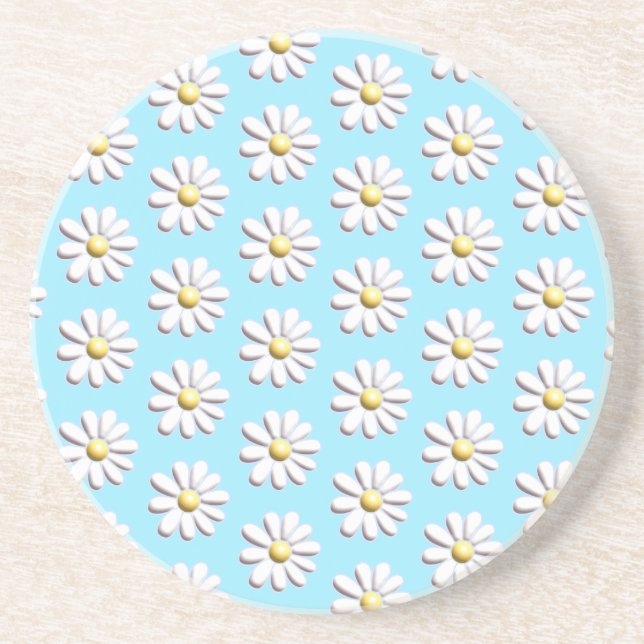 Dessous De Verre En Grès Fleur marguerite 3D (Devant)