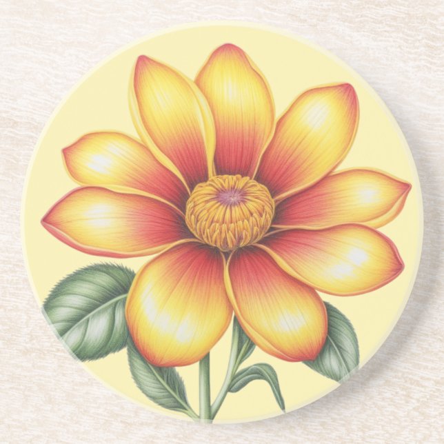 Dessous De Verre En Grès Fleur orange (Devant)
