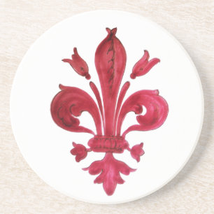 DESSOUS DE VERRE EN GRÈS FLEUR ROUGE DE LISE