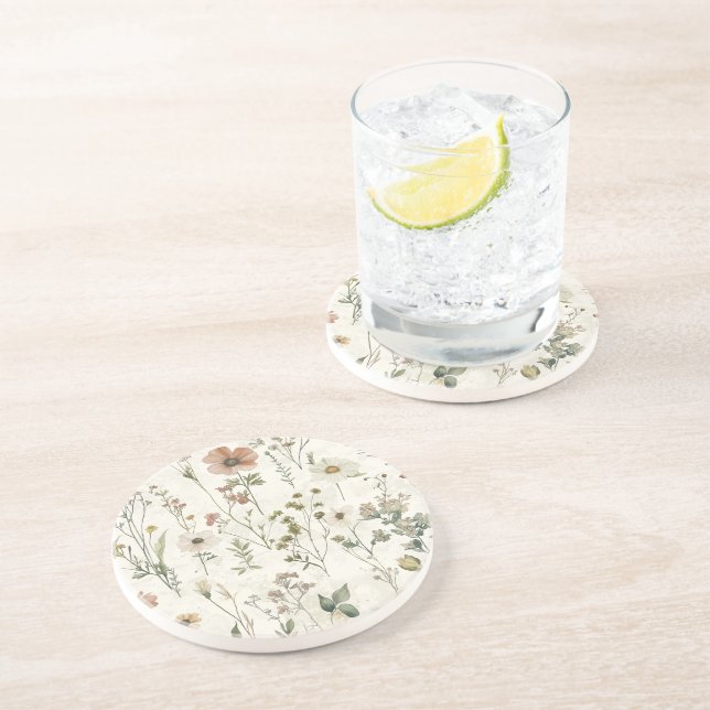 Dessous De Verre En Grès Fleur sauvage Meadow Sandstone (Côté)