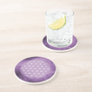 Dessous De Verre En Grès Fleur Violette de la Vie