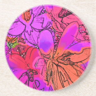 DESSOUS DE VERRE EN GRÈS FLEURS