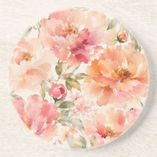Dessous De Verre En Grès Fleurs aquarelles romantiques chaudes d'été