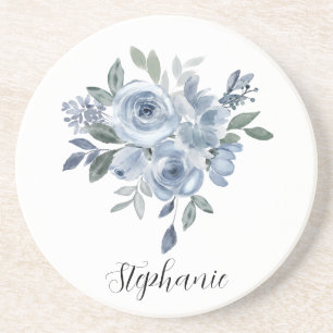 Dessous De Verre En Grès Fleurs bleu et vert