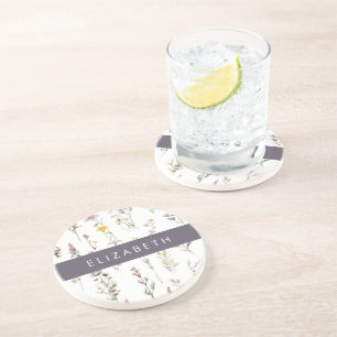 Dessous De Verre En Grès Fleurs colorées, Fleurs sauvages, Verdure, Votre N